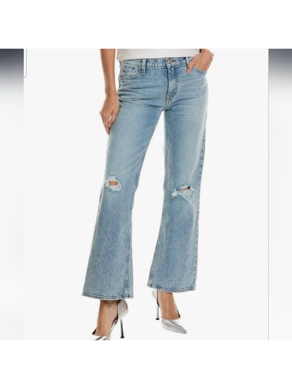 HUDSON Jeans Farrah Mid Rise Barefoot Bootcut In Ice Blue